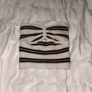 American Eagle Outfitters Black and White Striped Crop Top
